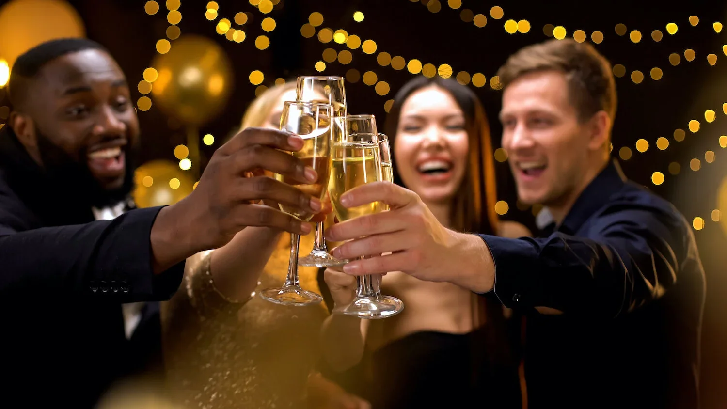Colleagues celebrating at a corporate event