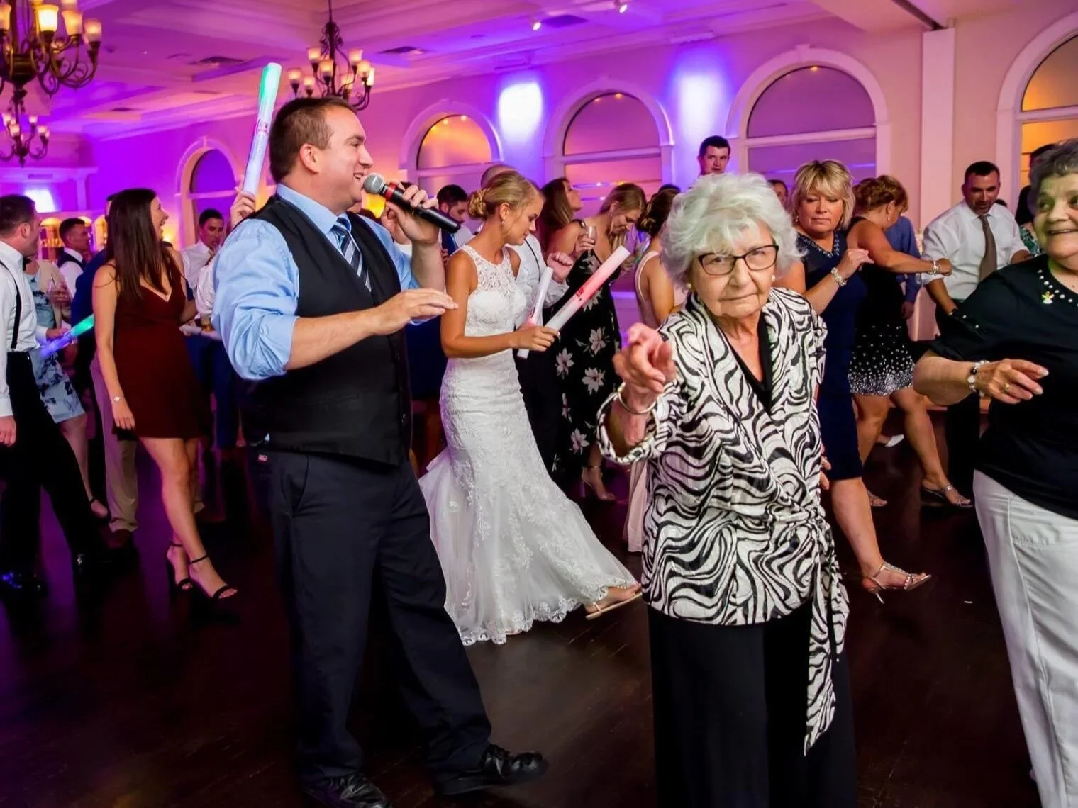 Guests dancing at a Piano Man event