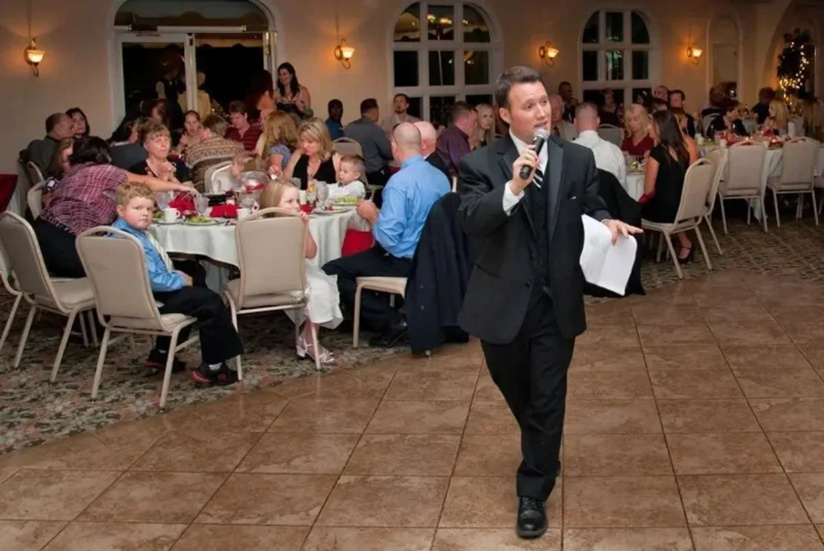 Adam Conway entertaining at an event