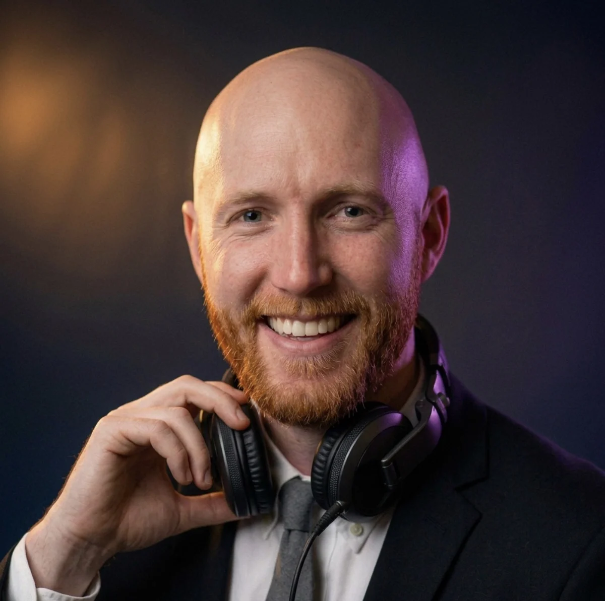 Kyle Faulkner with DJ headphones around his neck